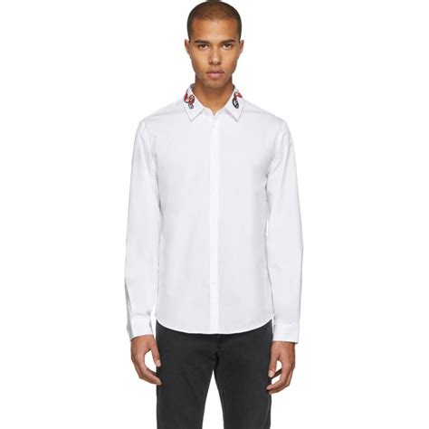 gucci white snake collar shirt